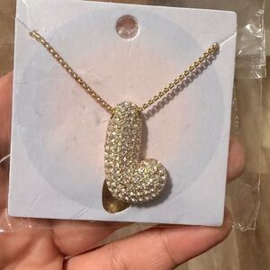 Gold and Silver Bubble “L” Pendant Necklace